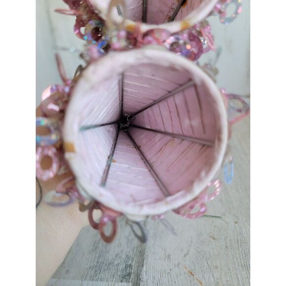 Pink sequin tree ornament set Xmas glitter cute unique - Picture 6 of 7